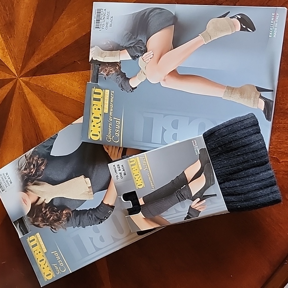 Vintage Bundle 3 pcs OROBLU Scarf Legwarmers Armwarmers Black 🖤 color one size
